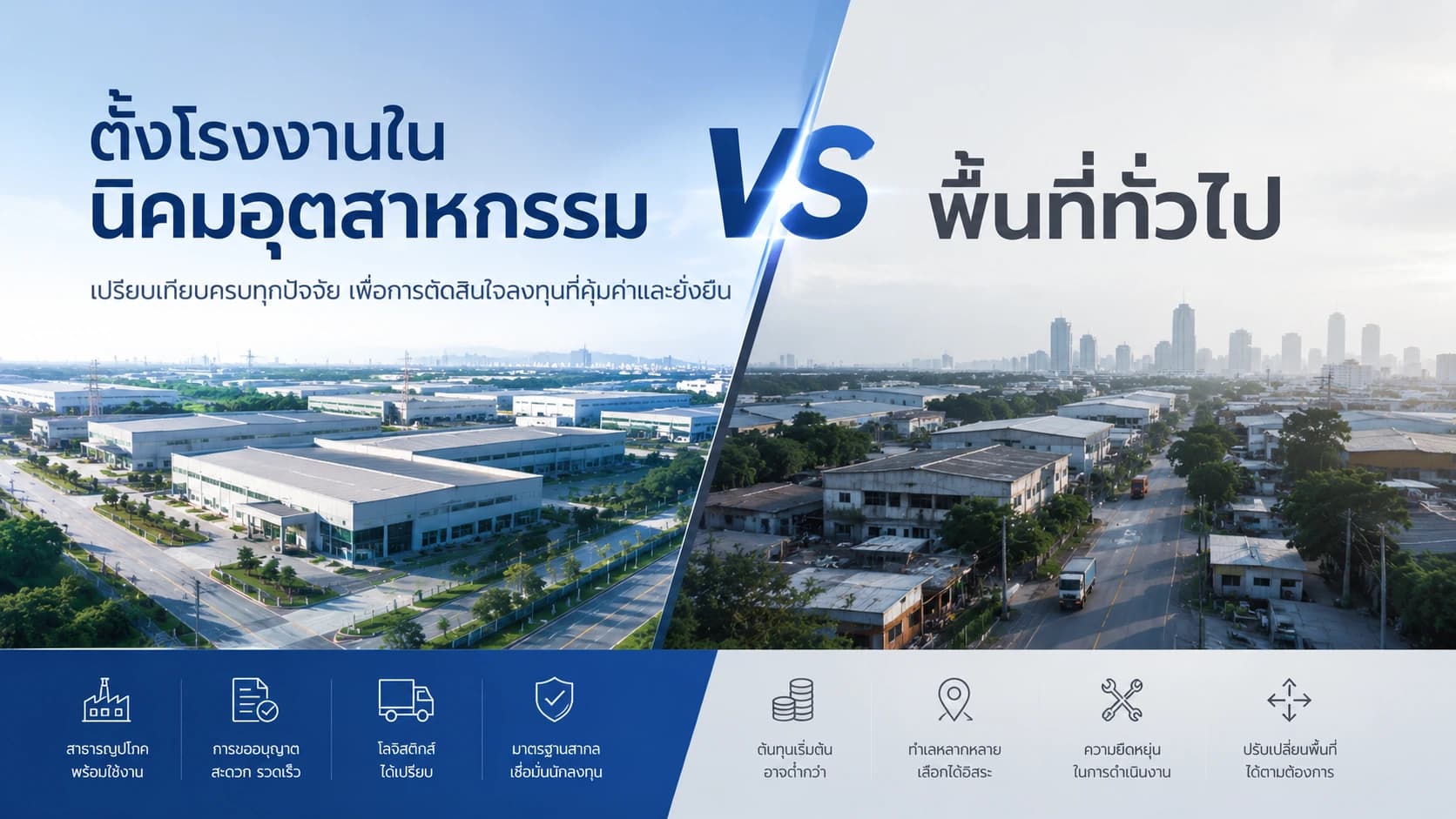 ตั้งโรงงานในนิคมอุตสาหกรรม vs พื้นที่ทั่วไป